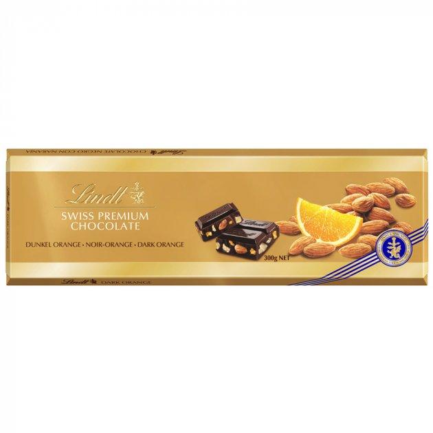Чорний шоколад Lindt Swiss Premium з мигдалем та апельсином 300 г, фото 1