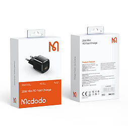 Мережевий зарядний пристрій (СЗП) McDodo 25 W mini PD Fast Charge