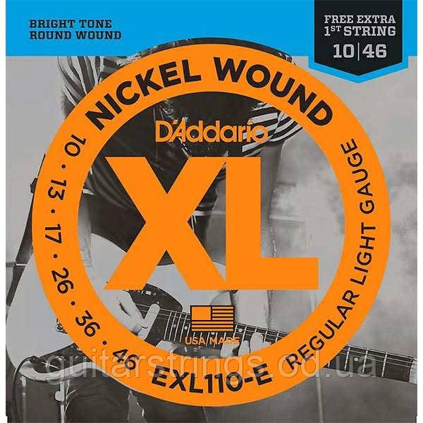 Струны D'Addario EXL110-E Nickel Wound Regular Light 1-st Extra String 10-46