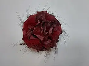 Нашивка для броші, помпон у вигляді квітки з хутра норки, колір червоний