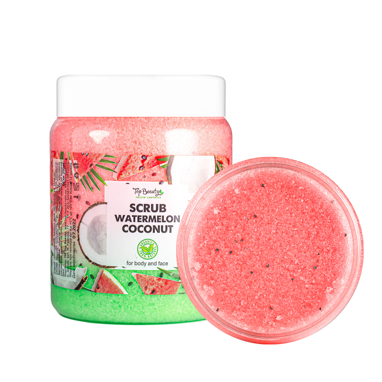 Скраб для обличчя та тіла Top Beauty Watermelon Coconut з ароматом кавуна та кокосовим маслом 250 мл