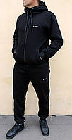 Спортивный костюм мужской зимний Nike (Найк) с начесом черный | Комплект теплый Кофта + Штаны флисовый