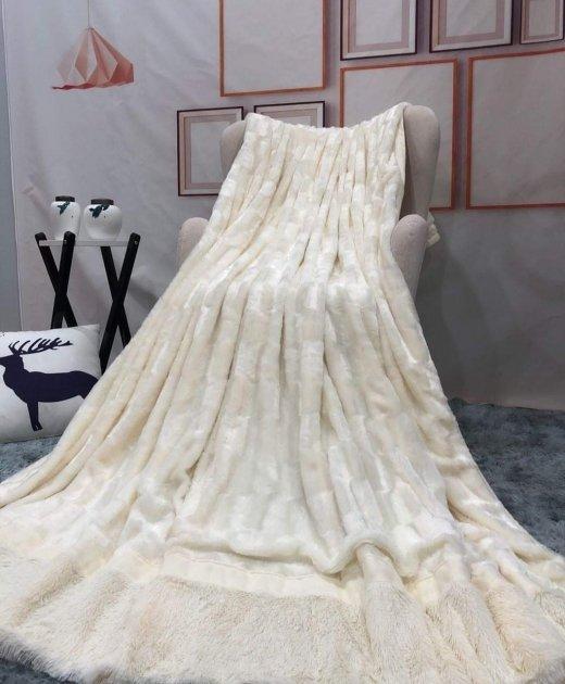 Плед норка колір молочний, євророзмір 200*220, фото 1