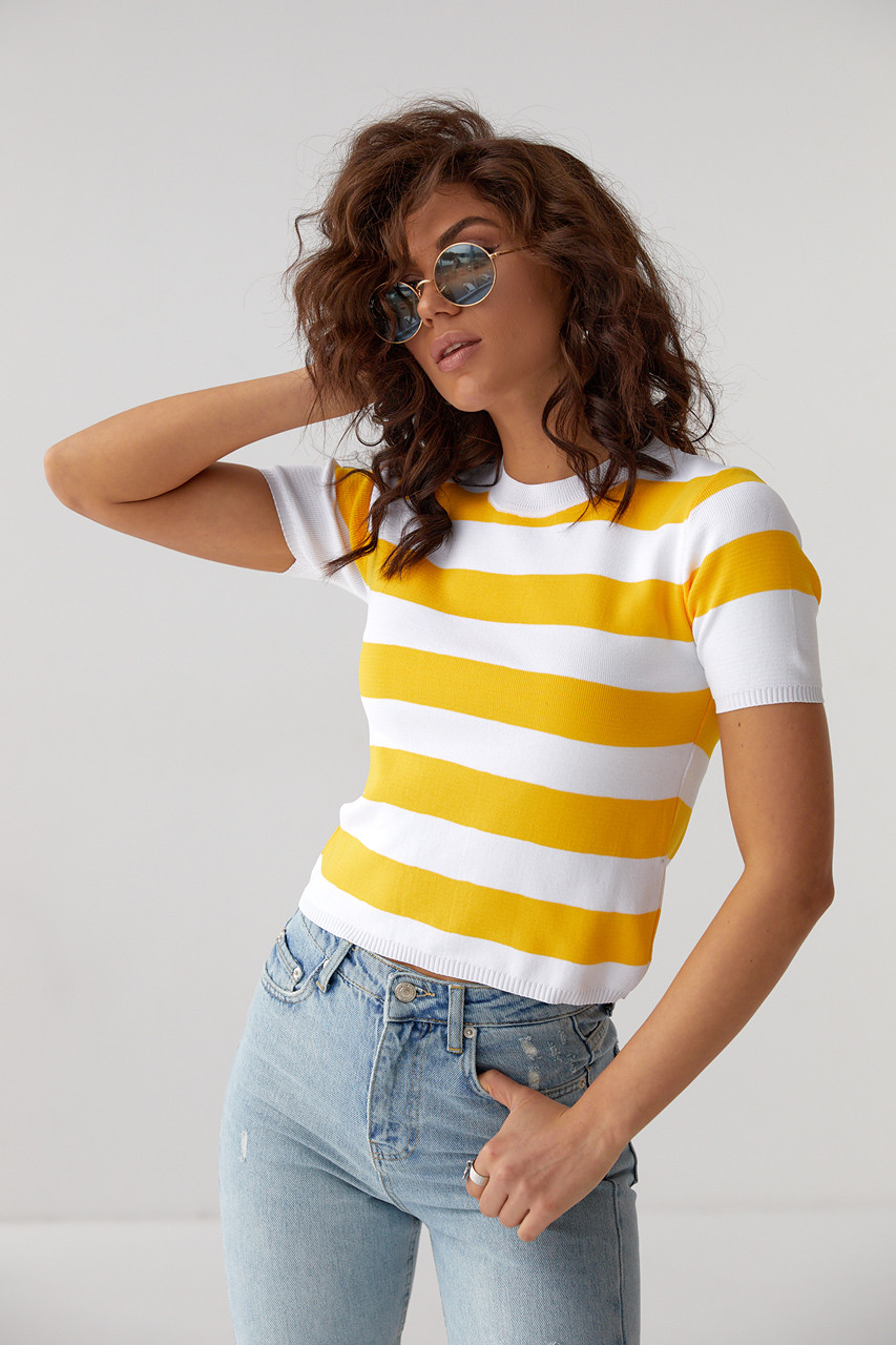 Жіноча футболка у полозі PORTAKAL - жовтий колір, S (єсть розміру)