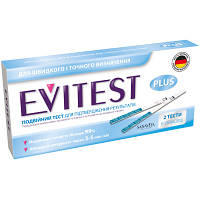 Новинка Тест на вагітність Evitest Plus смужка 2 шт. (4033033417046) !