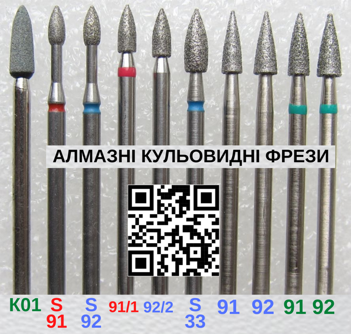 Фреза для манікюру Куля Коротка алмазна насадка Куля