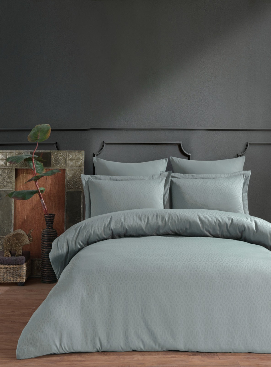 Турецька Постельне Бельє Limaso Jacquard Catena Natural Green 200x2cм Ранфорс