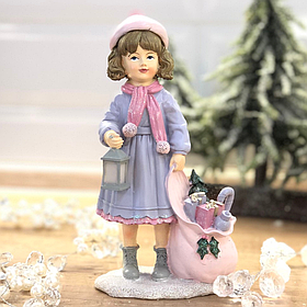 Фігурка дівчинки для новорічних декорацій 20 см полістоун