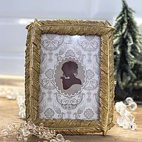 Прямоугольная рамка из полистоуна для декора и фото (13*18) состареное золото