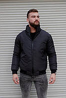Мужской бомбер черный с утеплителем до 0*С | Куртка мужская демисезонная осенняя весенняя