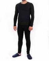 Натільна білизна приталена з манжетою, термобілизна для чоловіків та чоловіків (комплект кофта + штани), чорна