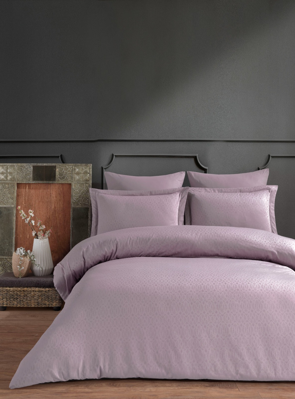Турецька Постельне Бельє Limaso Jacquard Catena Natural Viole 200x2sm Ранфорс
