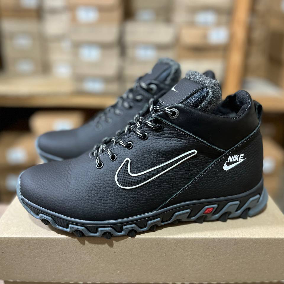 Чоловічі зимові шкіряні черевики (натуральна шкіра) чорні на хутрі, чоловіче взуття на зиму, розмір 40 41 42 43 44 45, фото 1