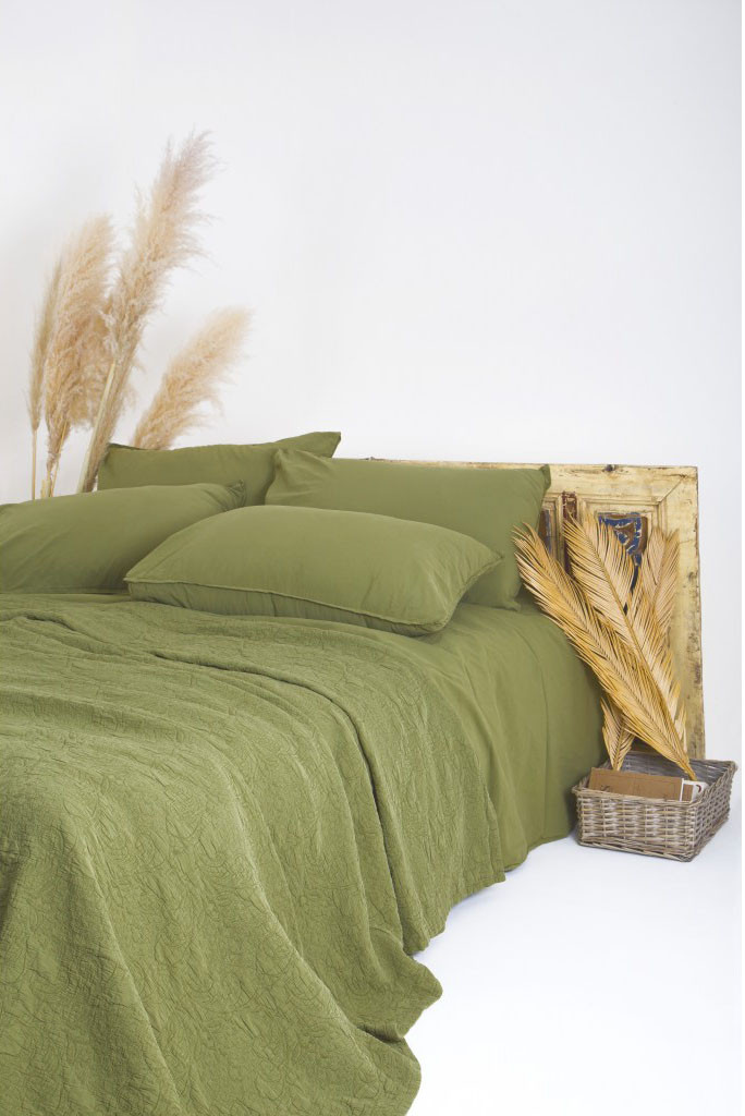 Сімейна Турецька Постільна Білизна Limasso Stonewashed Olive Варена Бавовна