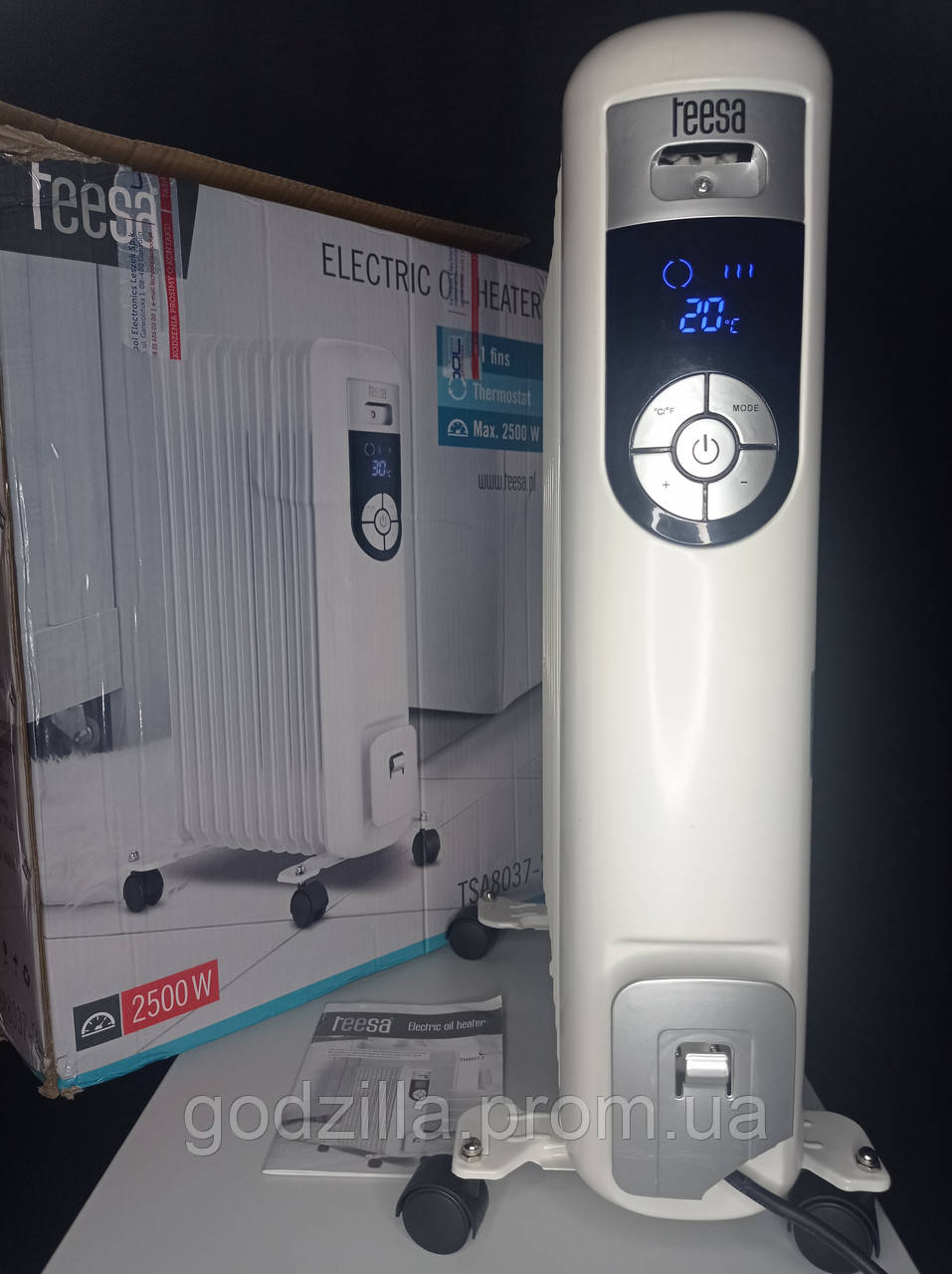 Масляний обігрівач Teesa 2500W 11 ребер LCD дисплей, фото 1