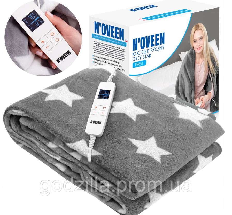 Електроковдра N'oveen EB651 Сіра 160 Вт, фото 1