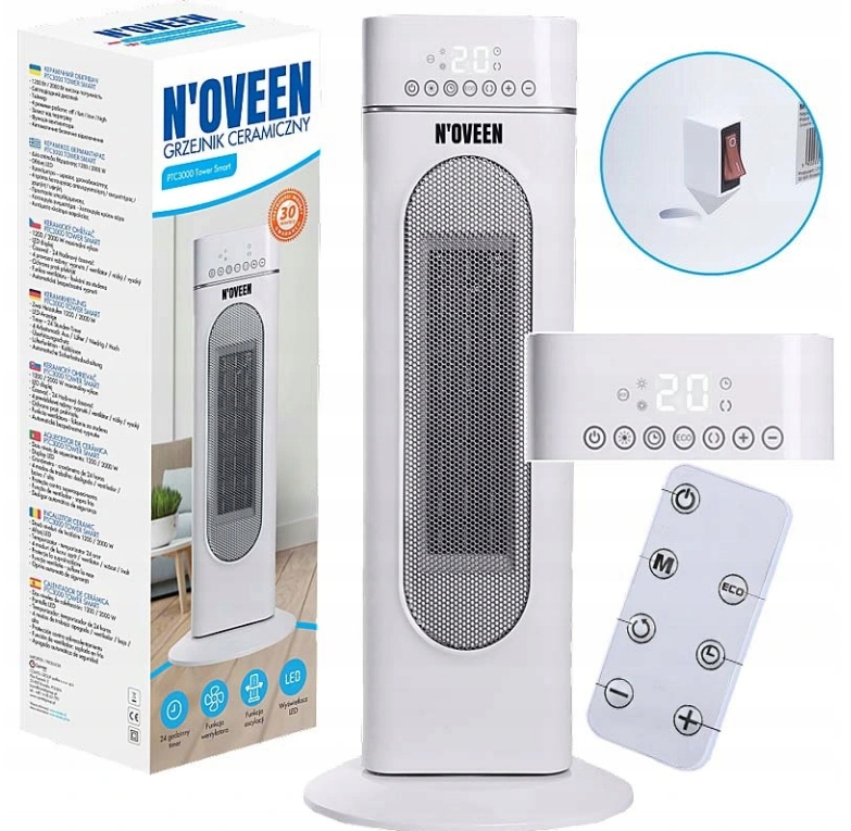 Електричний обігрівач N'oveen PTC3000 Tower Smart 2000 Вт