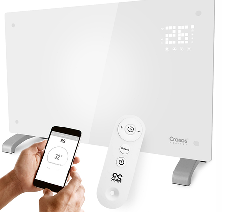 Обігрівач конвектор Cronos Heaters ПАНЕЛЬ КОНВЕКТОРНА БІЛА СКЛО GPH-20D 2000 Вт біла, фото 1