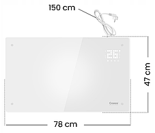 Обігрівач конвектор Cronos Heaters ПАНЕЛЬ КОНВЕКТОРНА БІЛА СКЛО GPH-20D 2000 Вт біла, фото 3
