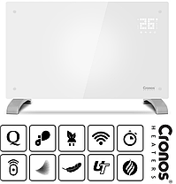 Обігрівач конвектор Cronos Heaters ПАНЕЛЬ КОНВЕКТОРНА БІЛА СКЛО GPH-20D 2000 Вт біла, фото 4