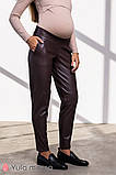 Теплі штани для вагітних з еко-шкіри на замші TANITA, шоколад, фото 3