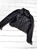Жіноча джинсова укорочена куртка Boohoo Чорна, фото 2