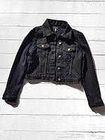Женская джинсовая укороченная куртка Boohoo Черная