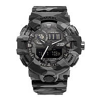Многофункциональные модные мужские противоударные цифровые часы с подсветкой Smael 8001 Camo Gray