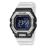 Противоударные наручные часы спортивные военные с подсветкой Smael 8059 Black-White