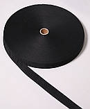 Стрічка ремінна 3,8cм 100м чорна стропа сумочна рюкзачна, фото 3