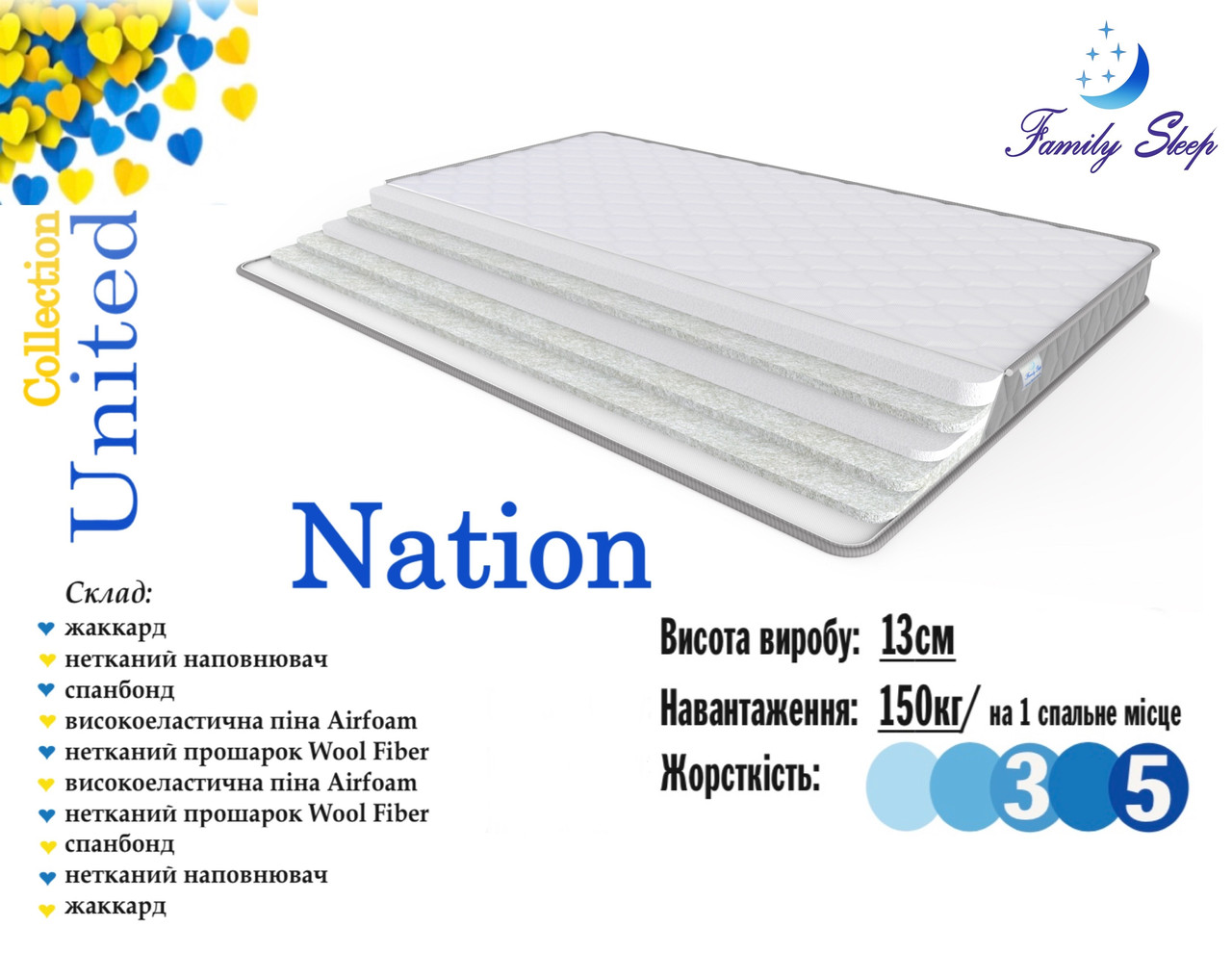 Дитячий матрац Nation 13см 70x140 UNITED Collection, фото 1