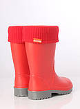 Дитячі молодіжні підліткові гумові чоботи з утеплювачем Alisa Line червоний розміри 24-41, фото 4