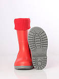 Дитячі молодіжні підліткові гумові чоботи з утеплювачем Alisa Line червоний розміри 24-41, фото 6