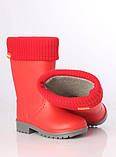 Дитячі молодіжні підліткові гумові чоботи з утеплювачем Alisa Line червоний розміри 24-41, фото 5