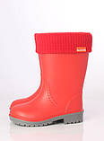 Дитячі молодіжні підліткові гумові чоботи з утеплювачем Alisa Line червоний розміри 24-41, фото 3