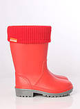 Дитячі молодіжні підліткові гумові чоботи з утеплювачем Alisa Line червоний розміри 24-41, фото 2