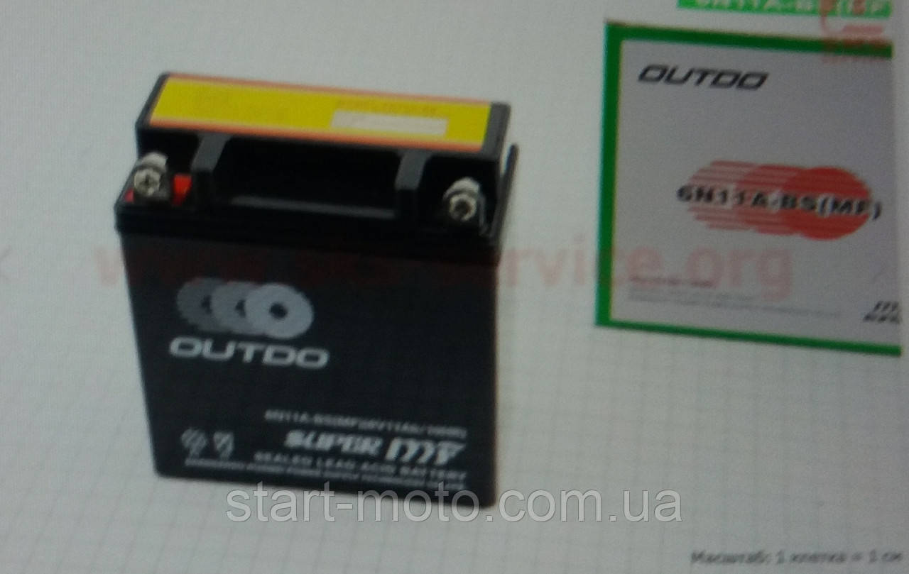 6V 11Ah 6N11A-3A Акумулятор гелевий (L120xW60xH130 mm) кругла клема фірма OUTDO — гарні 2022 рік