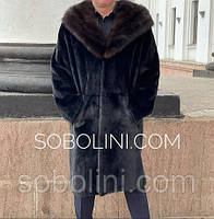 Мужское пальто из норки с капюшоном из соболя