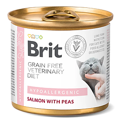 Консерви для Brit GF VD Hypoallergenic (Бріт для котів з харчовою алергією з лососем та горохом) 200