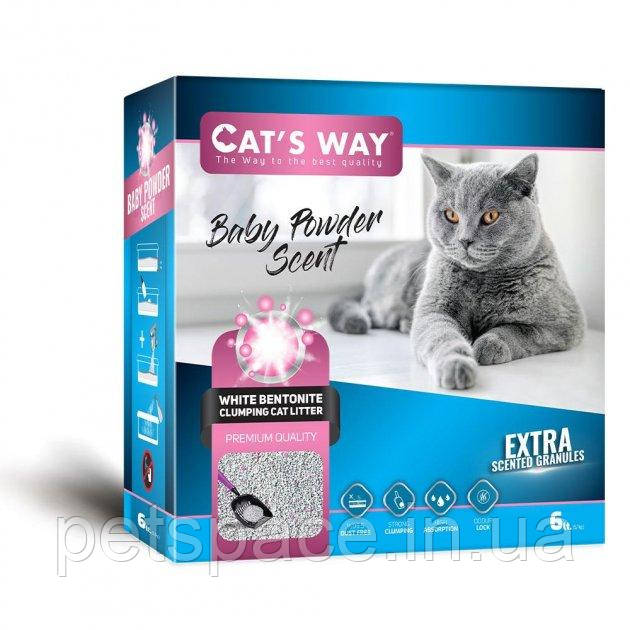 Бентонітовий наповнювач для котів Cat's Way Baby Powder (Кетс Вей з ароматом дитячої присипки) 6л