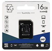 Карта памяти microSDHC T&G (UHS-1) 16GBSD class 10 (с адаптром) (Гарантия 3года)