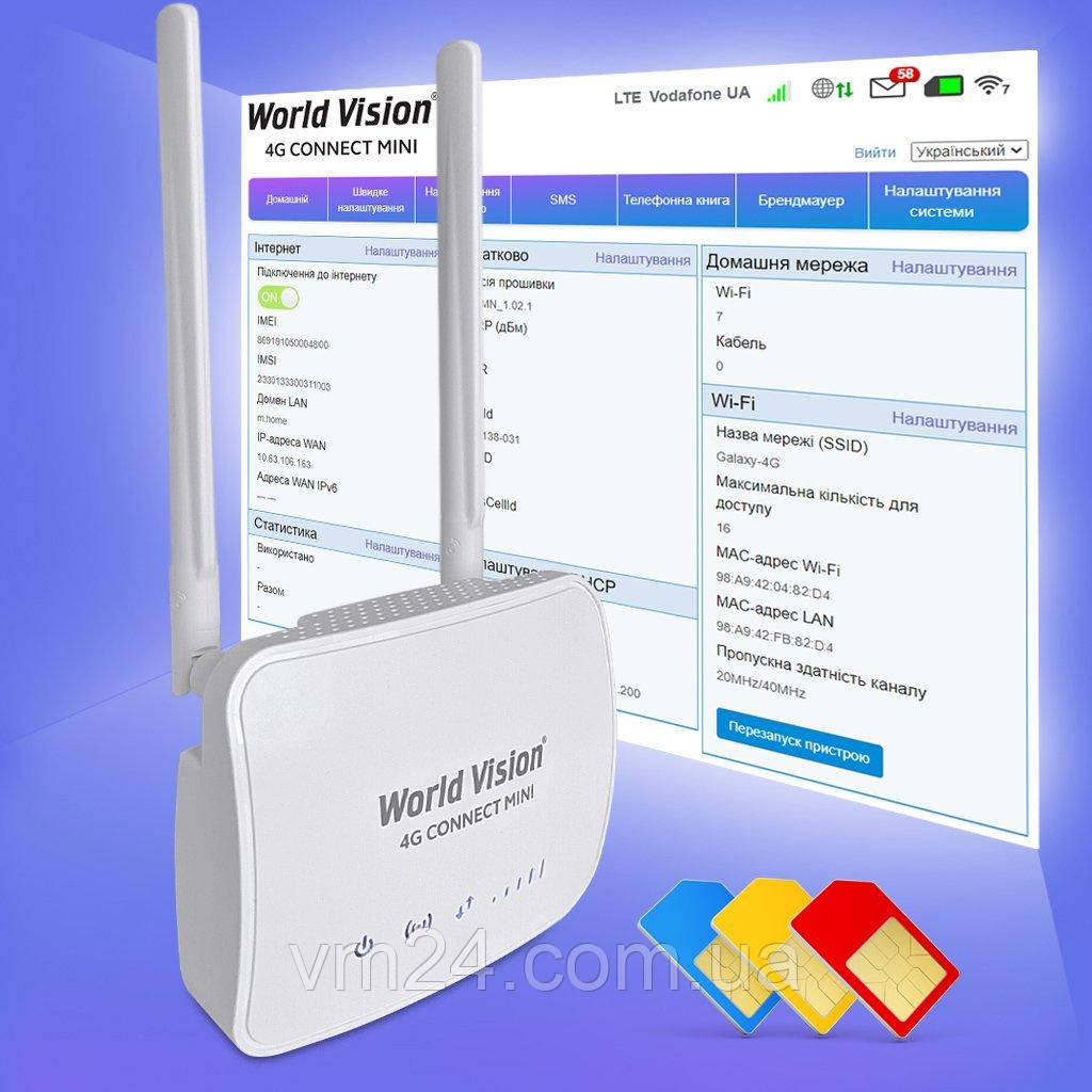Wi-Fi роутер World Vision 4G CONNECT MINI Lifecell, Vodafone та Київстар