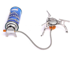 Примус газовий туристична плита з п'єзопідпалом та шлангом + балон