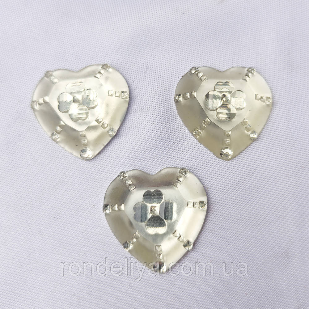 Клейові кабошони акрил "Серце" 25 мм 50 шт уп, фото 1