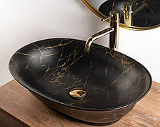 Умивальник (раковина) REA ROMA MARBLE BLACK MAT накладний чорний матовий, фото 3