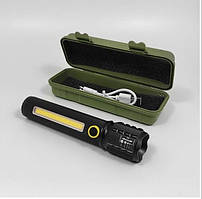 Світлодіодний ліхтар ручний "BL-P50 COB" Чорний, USB ліхтарик акумуляторний (фонарик аккумуляторный)