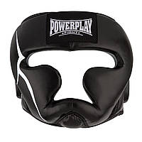 Тренировочный шлем для бокса закрытый Спортивный шлем боксерский турнирный PowerPlay 3066 PU + Amara Черный XL