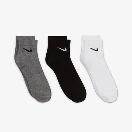 Носки Nike Everyday Lightweight Ankle (3 пари) Білий/Серій/Чорний - SX7677-964, фото 2