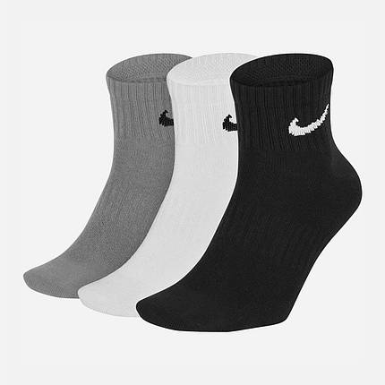 Носки Nike Everyday Lightweight Ankle (3 пари) Білий/Серій/Чорний - SX7677-964, фото 2