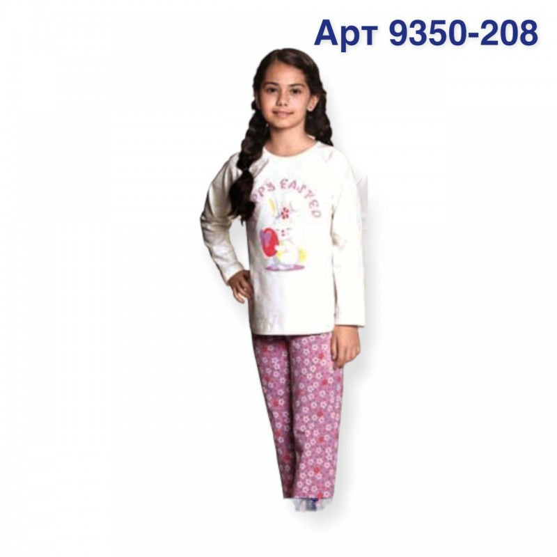 Піжама для підлітка дівчинки Baykar Туреччина підліткові піжами для дівчат зайка Арт. 9350-208 Молочний